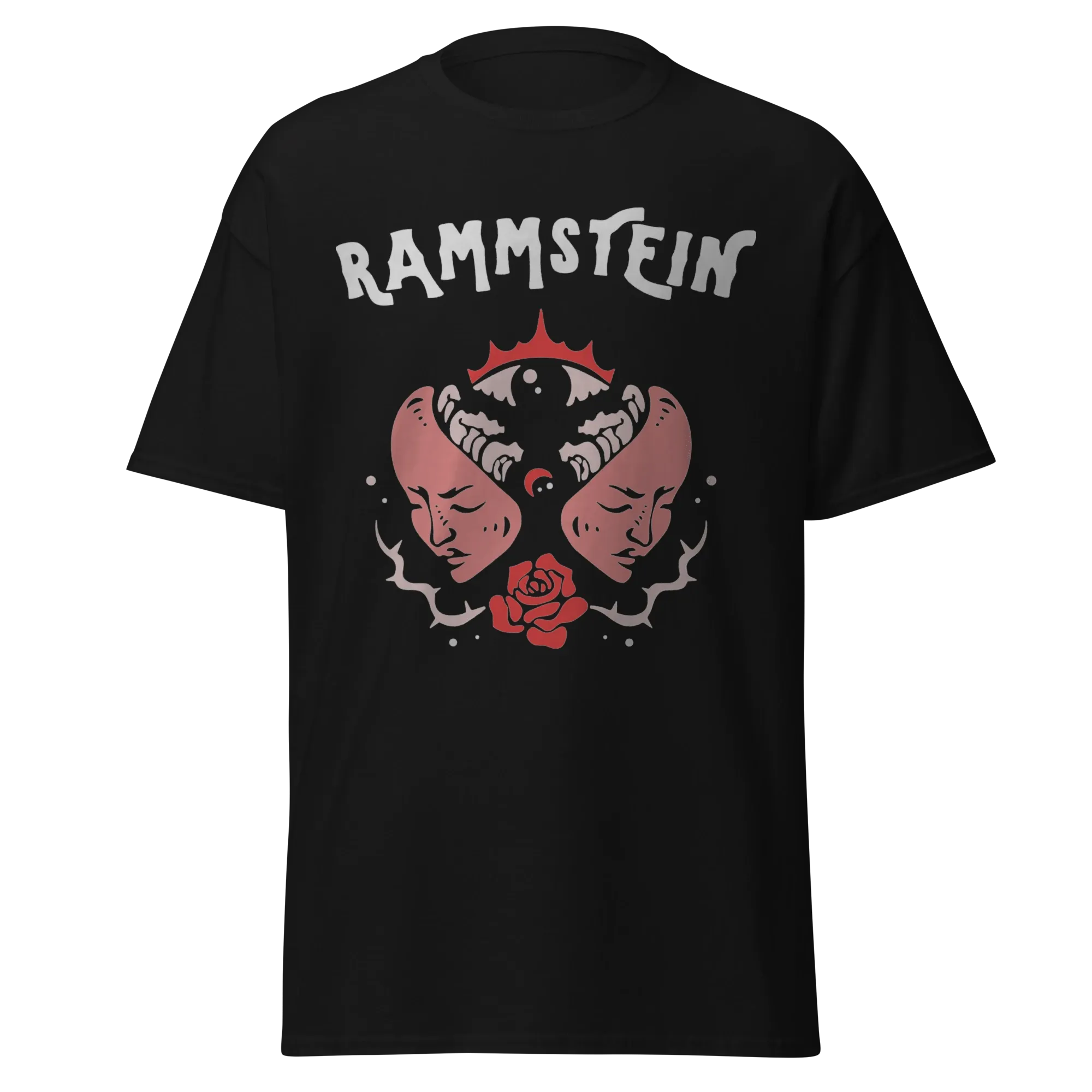 RAMMSTEIN - DUAL MASK ROSE MOTIF - PREMIUM GRAPHIC TEE - VINTAGE STREETWEAR