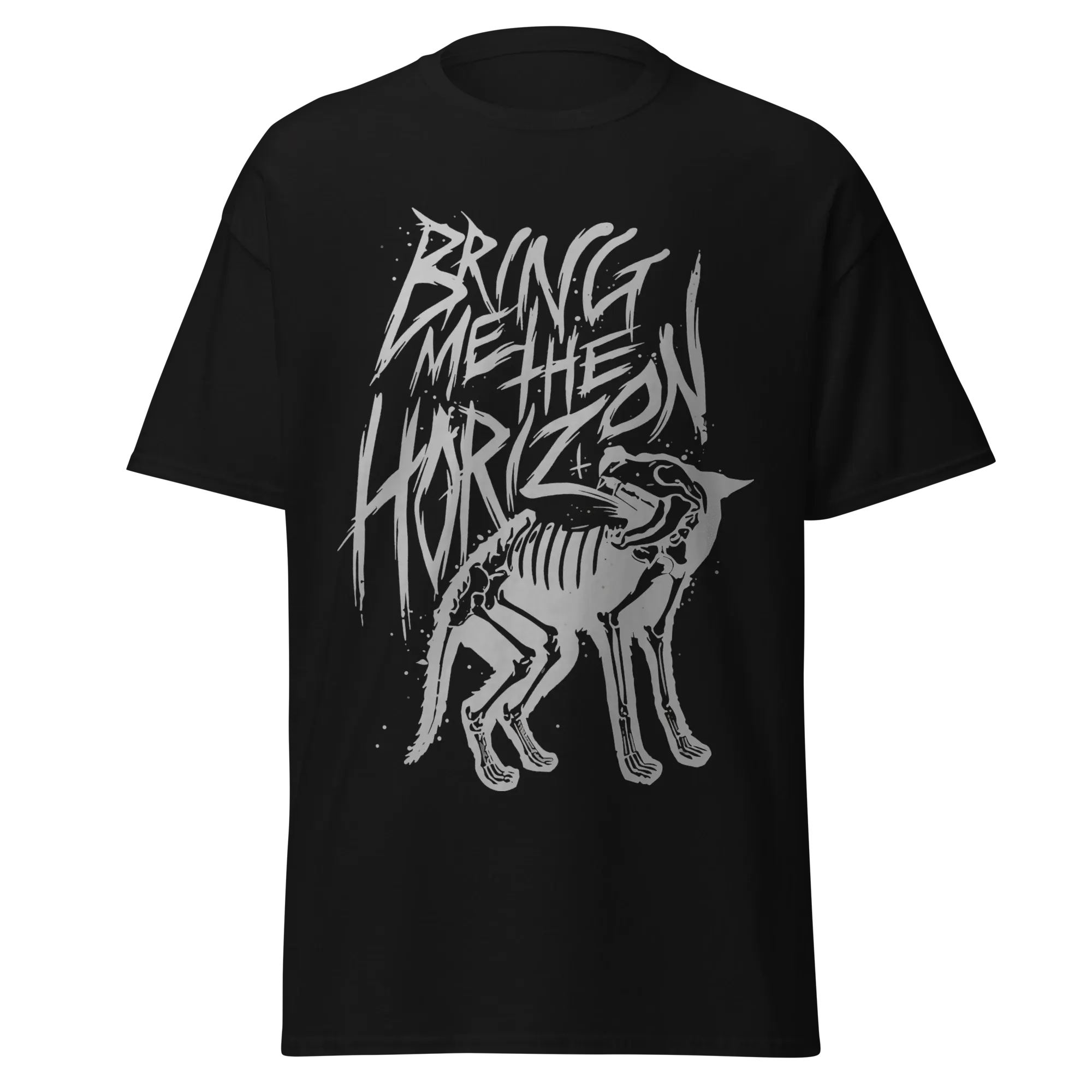 Bring Me The Horizon - Skeletal Wolf Motif - Premium Graphic Tee - Drop-Shoulder Vintage Streetwear